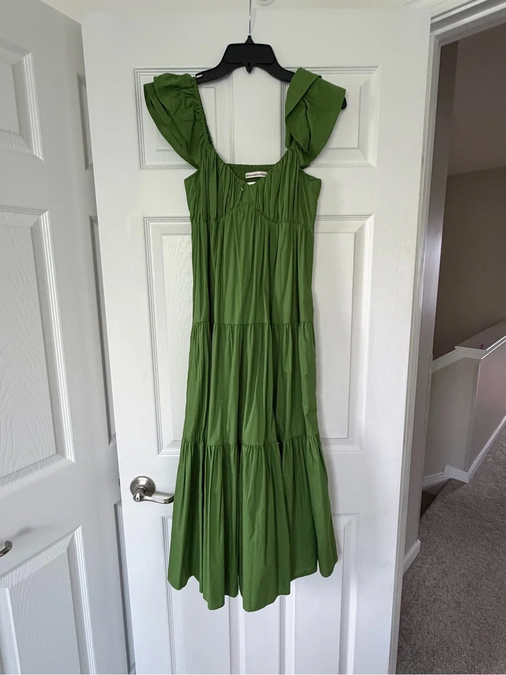 Abercrombie Green Tiered Ruffle Strap Dress